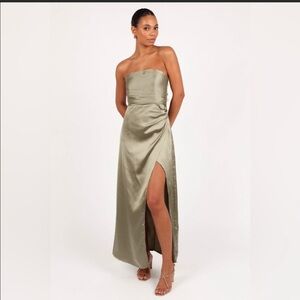 PETAL & PUP KARA STRAPLESS MAXI DRESS - OLIVE B2955